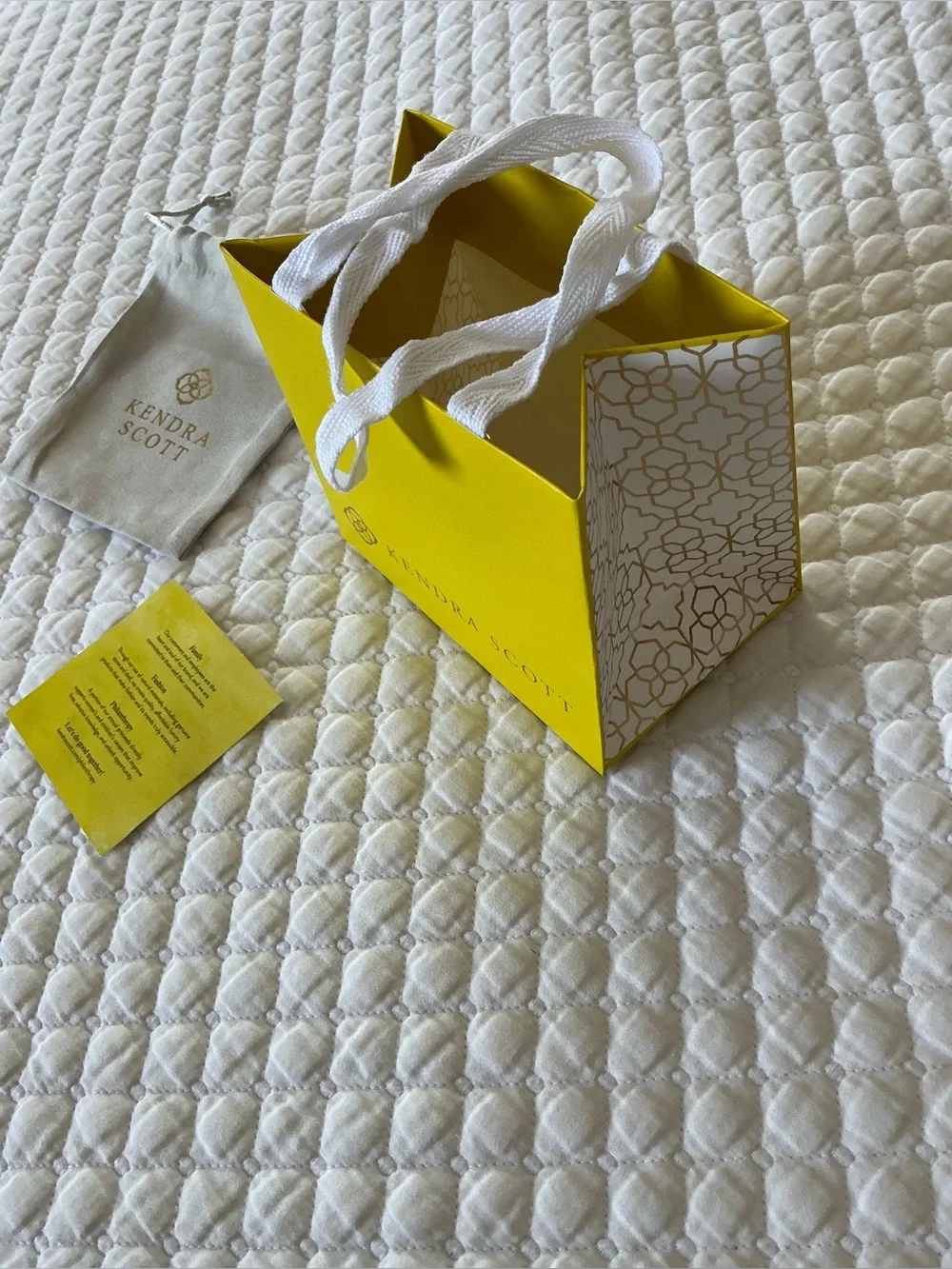Kendra Scott Yellow Gift Bag with Cream Dust Pouch